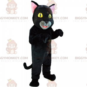 Traje de mascote de gato preto de olhos amarelos BIGGYMONKEY™ –