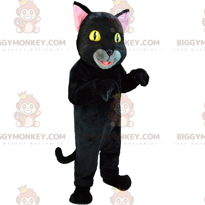 Keltaiset silmät musta kissan BIGGYMONKEY™ maskottiasu -