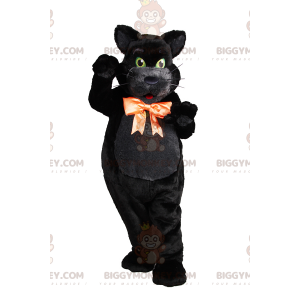Sort kat BIGGYMONKEY™ maskotkostume med sløjfe - Biggymonkey.com