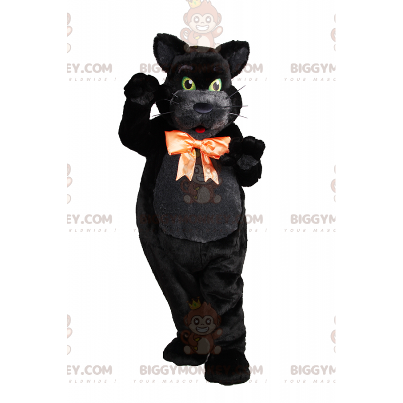 Svart katt BIGGYMONKEY™ maskotdräkt med rosett - BiggyMonkey