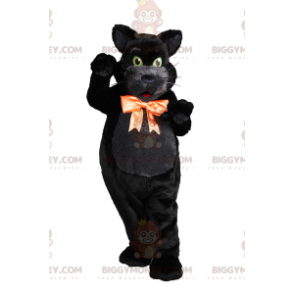 Black Cat BIGGYMONKEY™ maskottiasu rusetilla - Biggymonkey.com