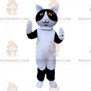 Costume della mascotte del gatto bianco e nero BIGGYMONKEY™ -