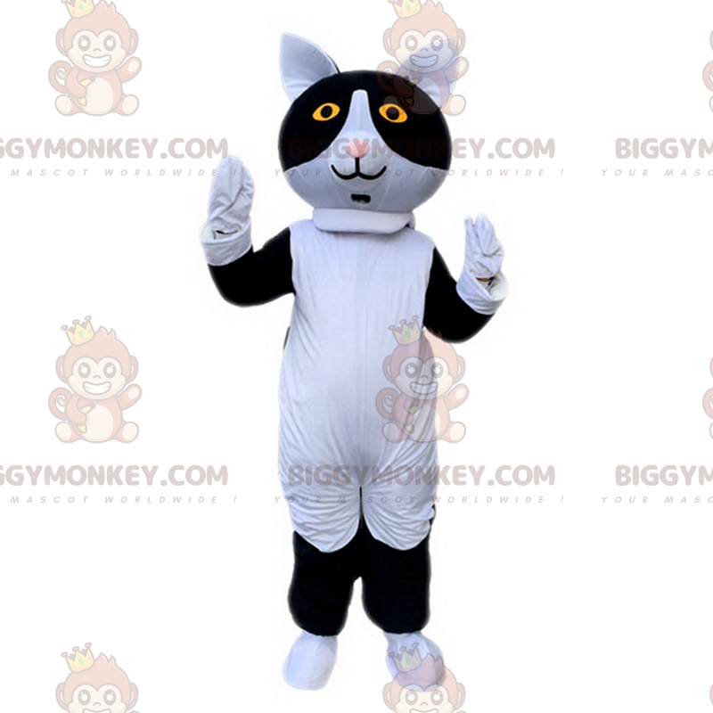 Costume de mascotte BIGGYMONKEY™ de chat noir et blanc -