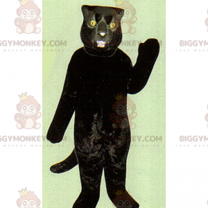 Schwarze Katze mit gelben Augen BIGGYMONKEY™ Maskottchen-Kostüm