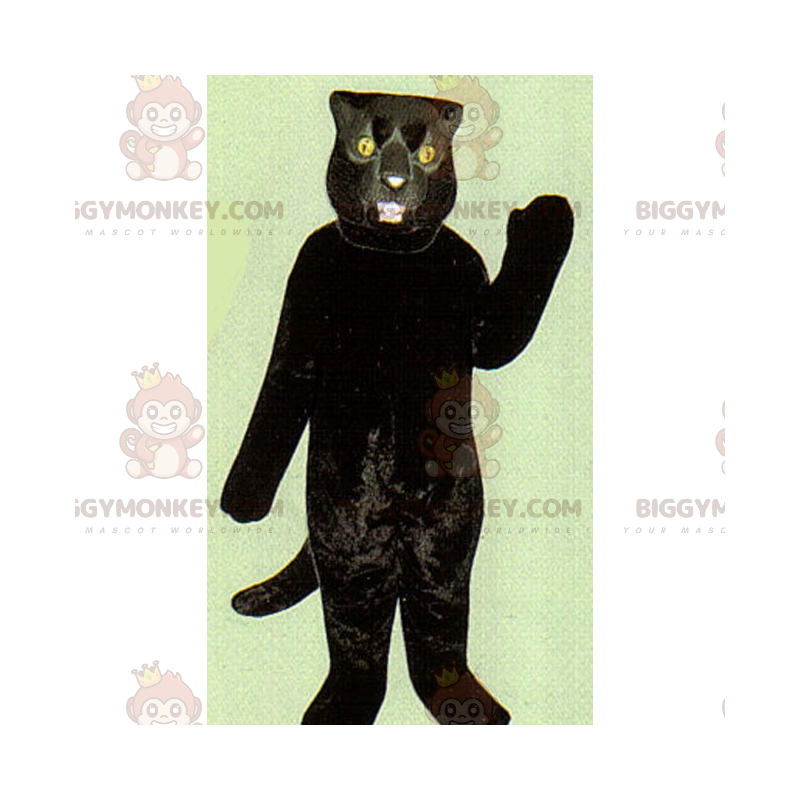 Μαύρη γάτα με κίτρινα μάτια Κοστούμι μασκότ BIGGYMONKEY™ -