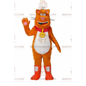 Costume de mascotte BIGGYMONKEY™ de chat orange avec bottes de