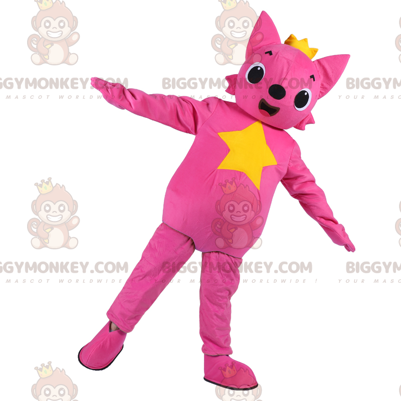 BIGGYMONKEY™ Rosa katt med stjärnmaskotdräkt - BiggyMonkey