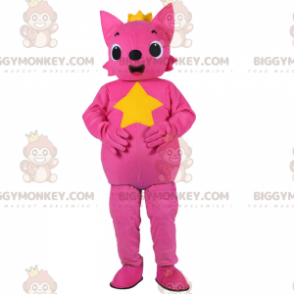 BIGGYMONKEY™ Costume da mascotte gatto rosa con stella -
