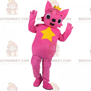 Kostým růžová kočka BIGGYMONKEY™ s maskotem hvězdy –
