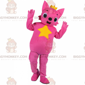 BIGGYMONKEY™ Costume da mascotte gatto rosa con stella -