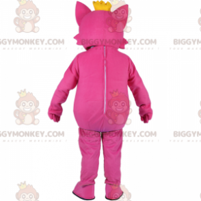 BIGGYMONKEY™ Rosa Katze mit Stern-Maskottchen-Kostüm -
