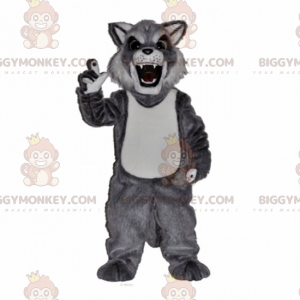 Gray and White Wild Cat BIGGYMONKEY™ Mascot Costume –