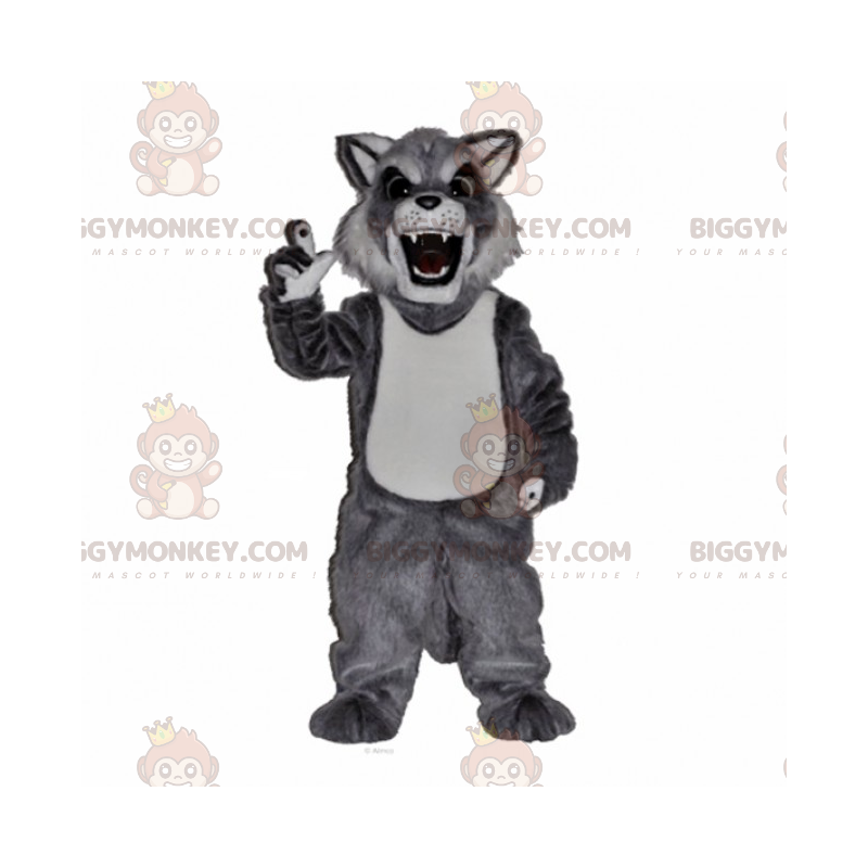 Costume de mascotte BIGGYMONKEY™ de chat sauvage gris et blanc