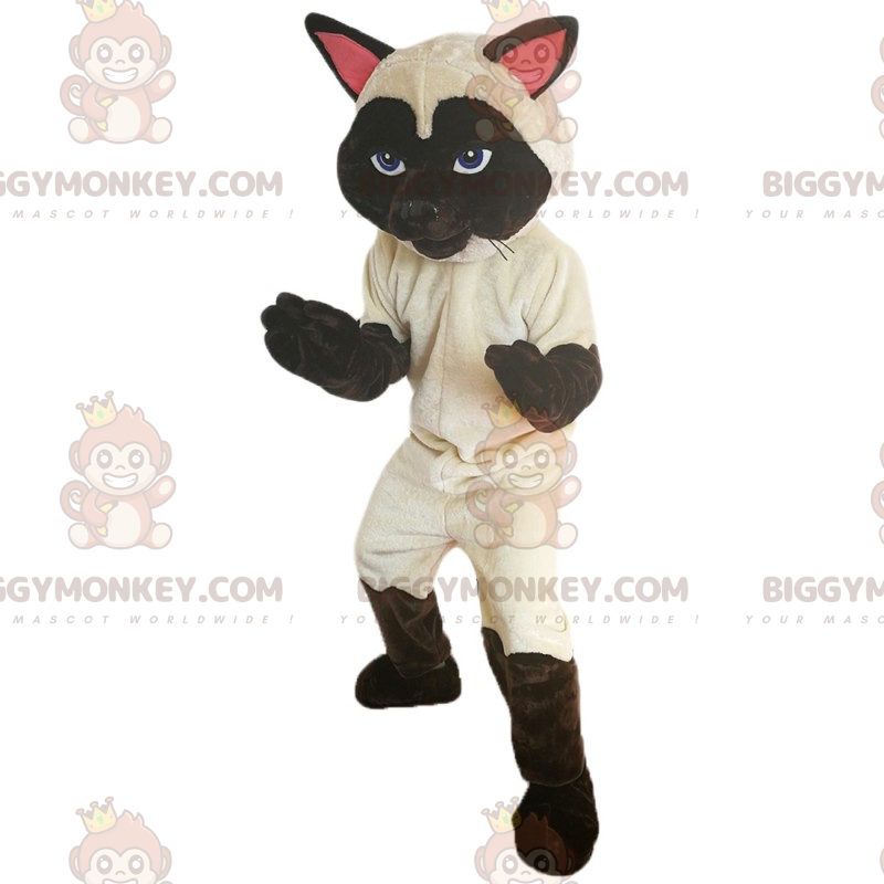 Traje de mascote de gato siamês de olhos azuis BIGGYMONKEY™ –