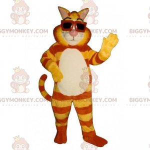 Kostým maskota BIGGYMONKEY™ Tiger Cat se slunečními brýlemi –