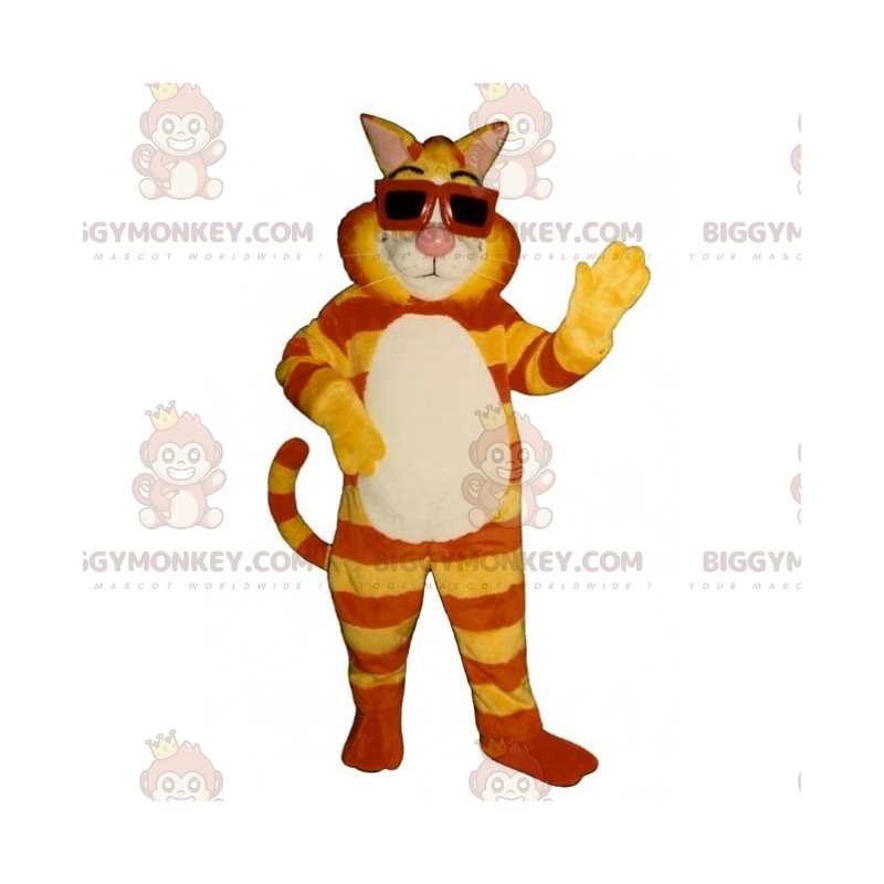 BIGGYMONKEY™ Tigerkattemaskotkostume med solbriller -