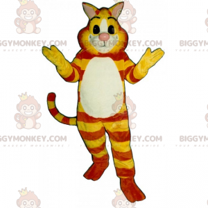 BIGGYMONKEY™ Costume mascotte gatto tigre giallo e arancione -