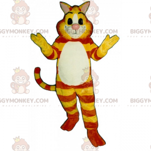 Disfraz de mascota de gato tigre amarillo y naranja