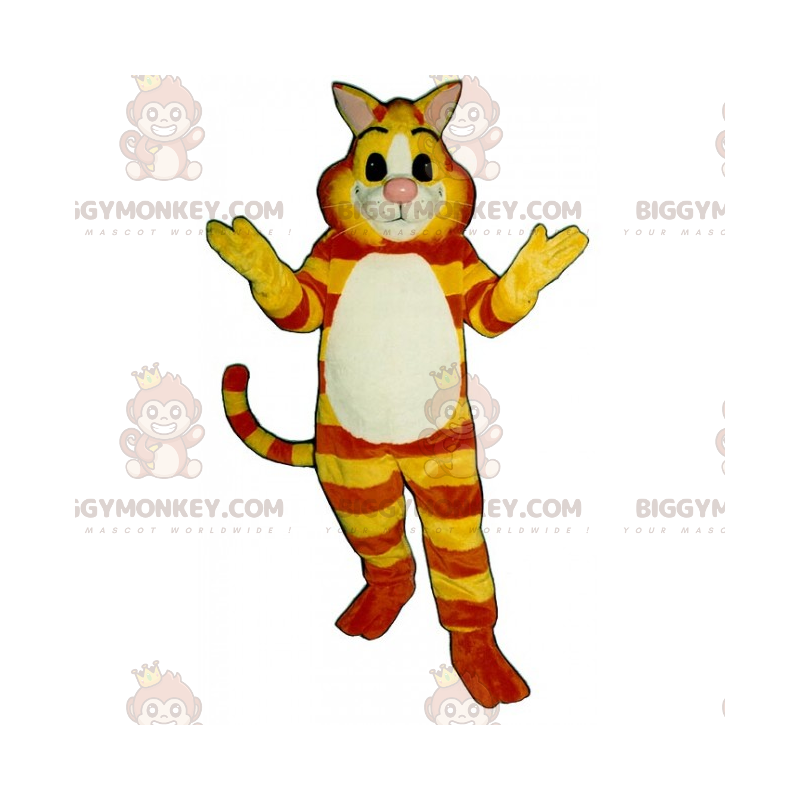 BIGGYMONKEY™ gul og orange tigerkattemaskotkostume -