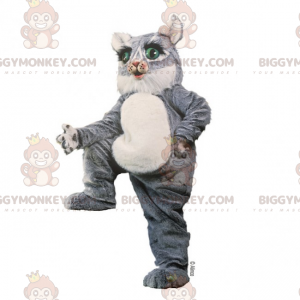 Costume de mascotte BIGGYMONKEY™ de chaton gris aux yeux verts