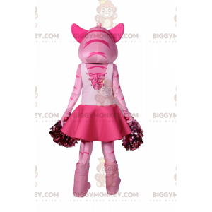 Costume de mascotte BIGGYMONKEY™ de chatte rose en tenue de