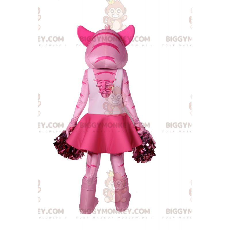 Kostium maskotki BIGGYMONKEY™ Różowy kot w stroju cheerleaderki
