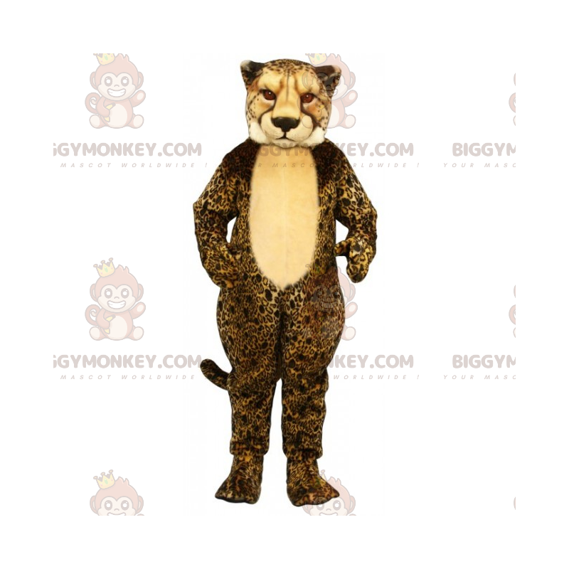 BIGGYMONKEY™ costume da mascotte di ghepardo pancia beige -