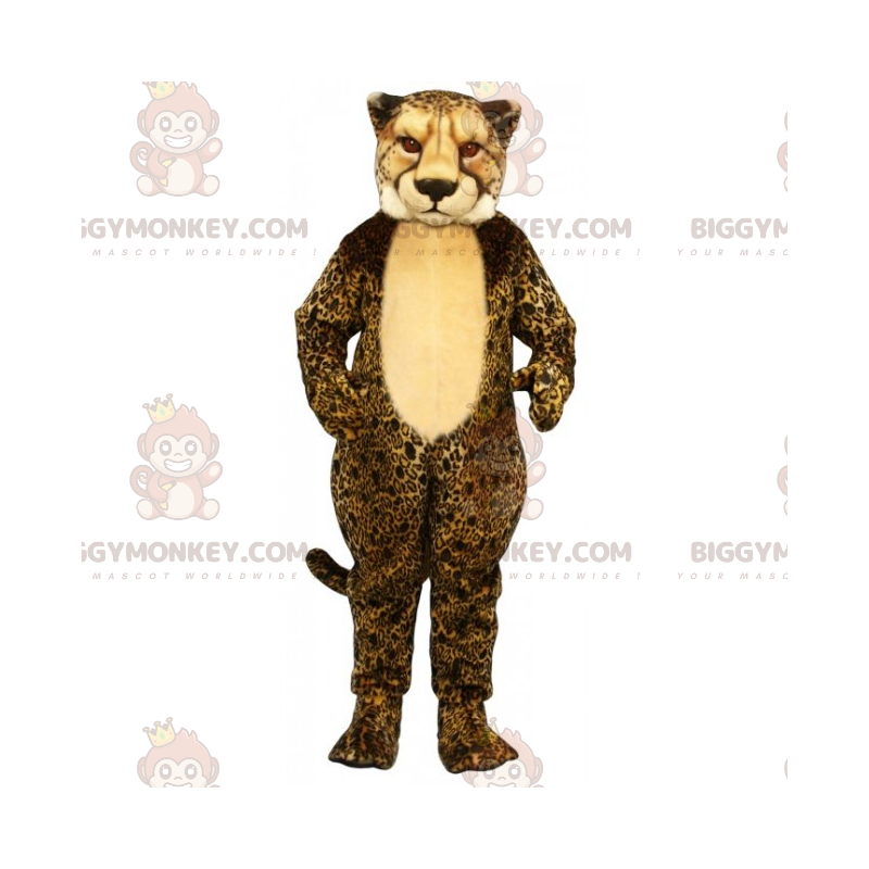 BIGGYMONKEY™ maskotkostume af beige mave-gepard -