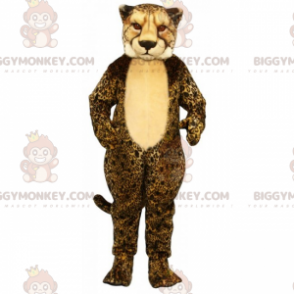 BIGGYMONKEY™ Maskottchenkostüm mit beigem Bauchgepard -