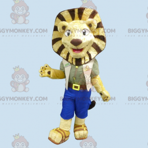 Ontdekkingsreiziger BIGGYMONKEY™ Geel en Bruin Cub Lion Mascot