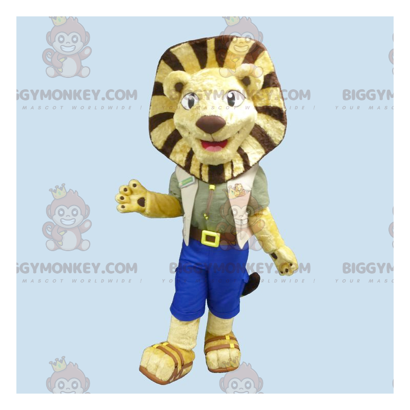 Ontdekkingsreiziger BIGGYMONKEY™ Geel en Bruin Cub Lion Mascot