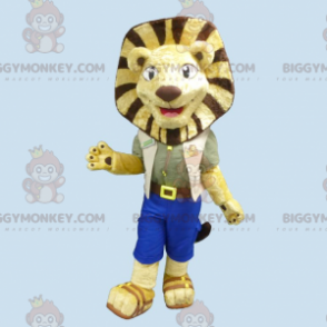 Explorer BIGGYMONKEY™ gul og brun løveunge-maskotkostume -