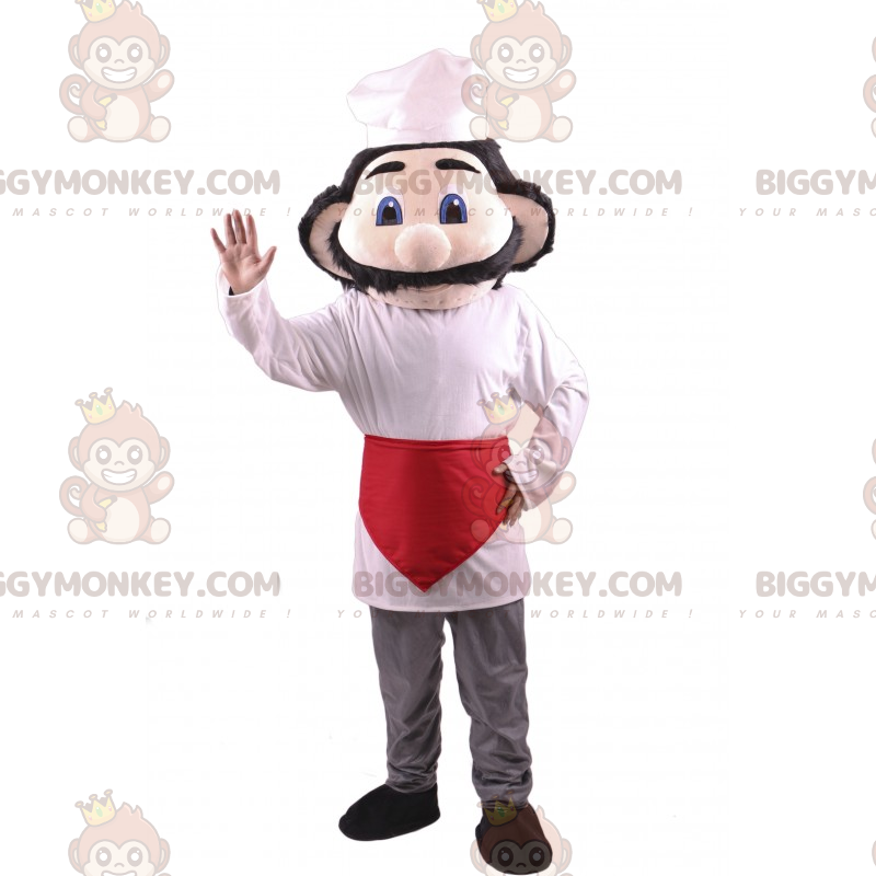 Costume da mascotte da chef BIGGYMONKEY™ con grandi baffi -