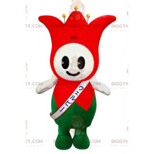 Red and Green Tulip King Jester BIGGYMONKEY™ Mascot Costume –