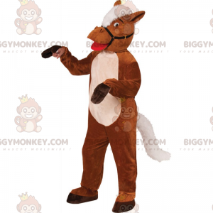 Horse BIGGYMONKEY™ Mascot Costume with Harness and Crest –