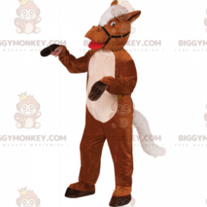 Pferd BIGGYMONKEY™ Maskottchenkostüm mit Geschirr und Wappen -
