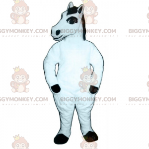 BIGGYMONKEY™ Mascottekostuum Wit paard met zwarte manen -