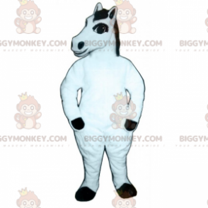 BIGGYMONKEY™ Μασκότ Κοστούμι Λευκό Άλογο με Μαύρη Χίτη -