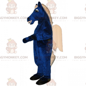 Blaues Pferd und weiße Flügel BIGGYMONKEY™ Maskottchenkostüm -