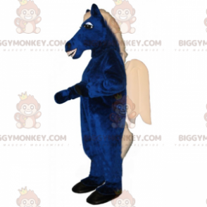 Blauw paard en witte vleugels BIGGYMONKEY™ mascottekostuum -