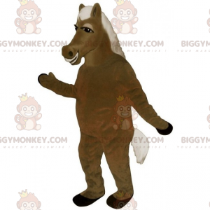 White Silky Mane Horse BIGGYMONKEY™ Mascot Costume –