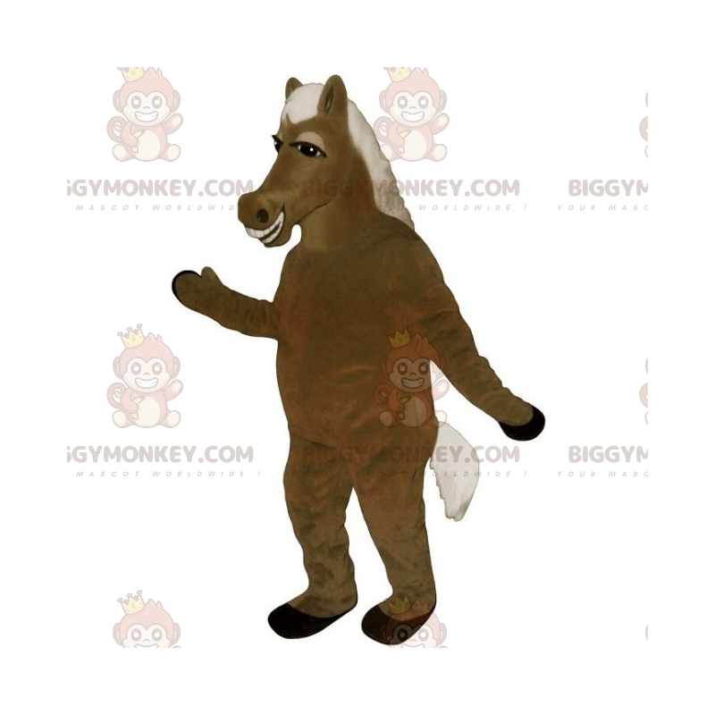 Hvid silkeagtig mankehest BIGGYMONKEY™ maskotkostume -