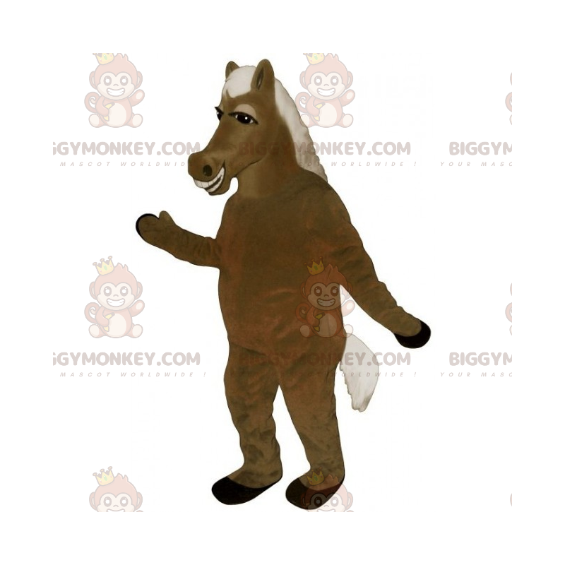 White Silky Mane Horse BIGGYMONKEY™ Mascot Costume -