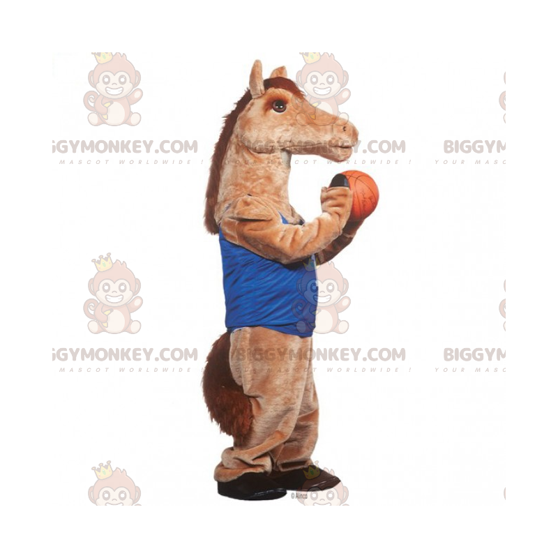 Costume da mascotte cavallo BIGGYMONKEY™ in abito da basket -