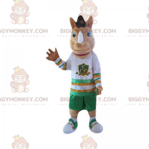 Costume da mascotte cavallo BIGGYMONKEY™ in completo da atleta