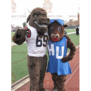 2 BIGGYMONKEY™s brown cow and bull mascot – Biggymonkey.com