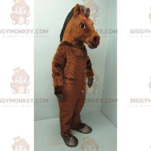 Disfraz de mascota caballo marrón y negro BIGGYMONKEY™ -