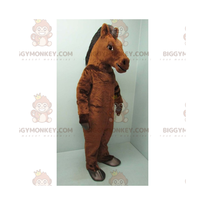 Bruin en zwart paard BIGGYMONKEY™ mascottekostuum -