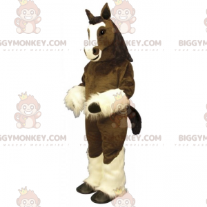 Bruin paard en witte benen BIGGYMONKEY™ mascottekostuum -