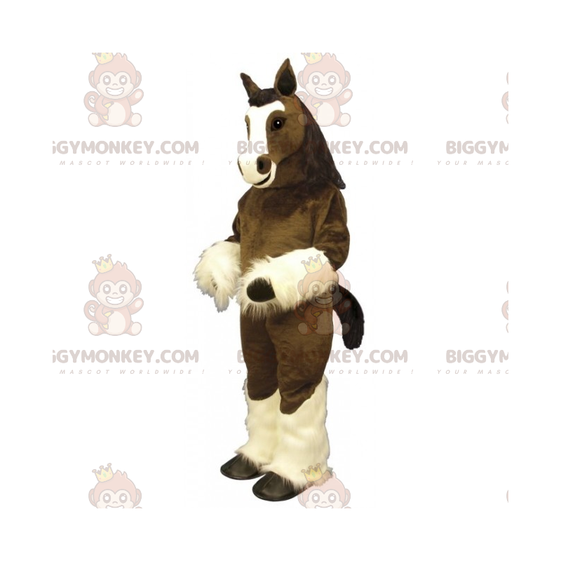 Bruin paard en witte benen BIGGYMONKEY™ mascottekostuum -